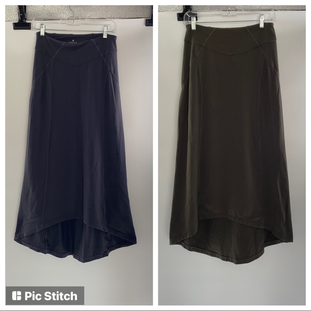 LOT 2 Athleta Thrones High Low Maxi Skirt XS grey green Pull-on Casual Skirt